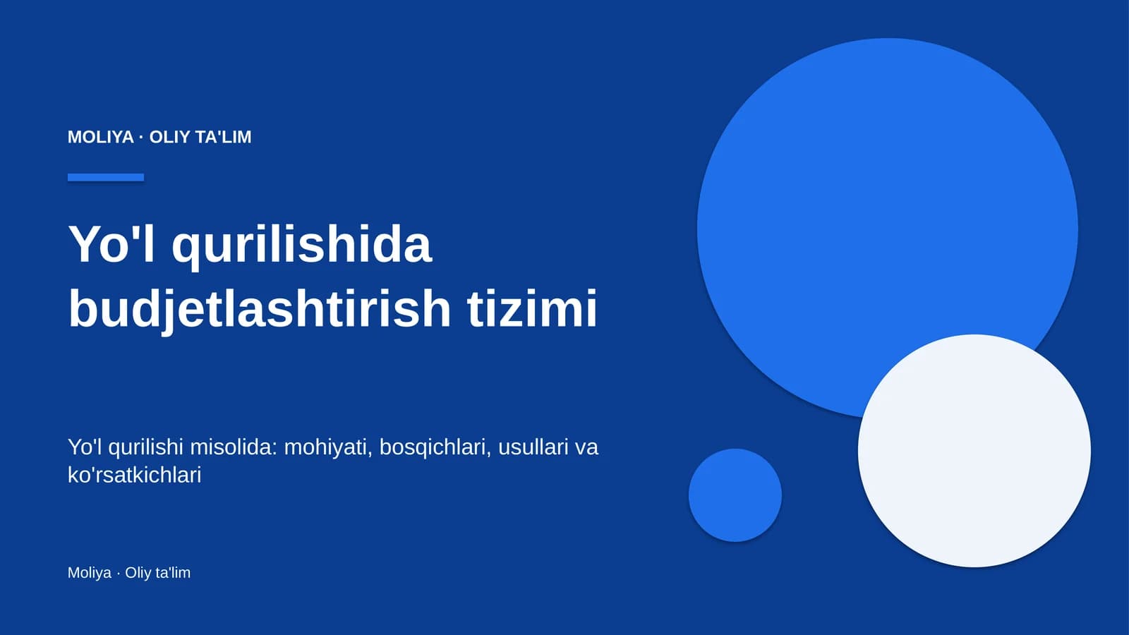 Yo'l qurilishida budjetlashtirish tizimi