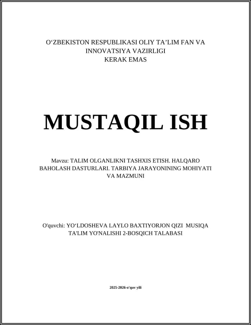 Ta'lim olganlikni tashxis etish