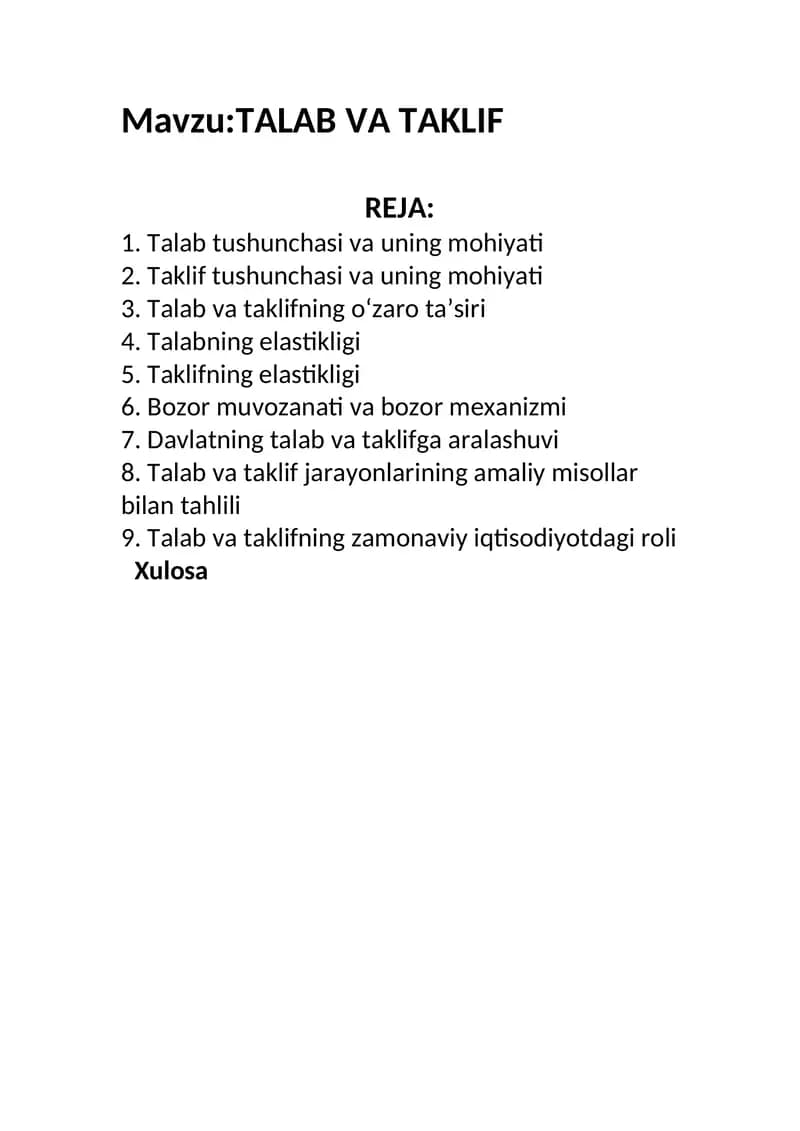 Talab va Taklif