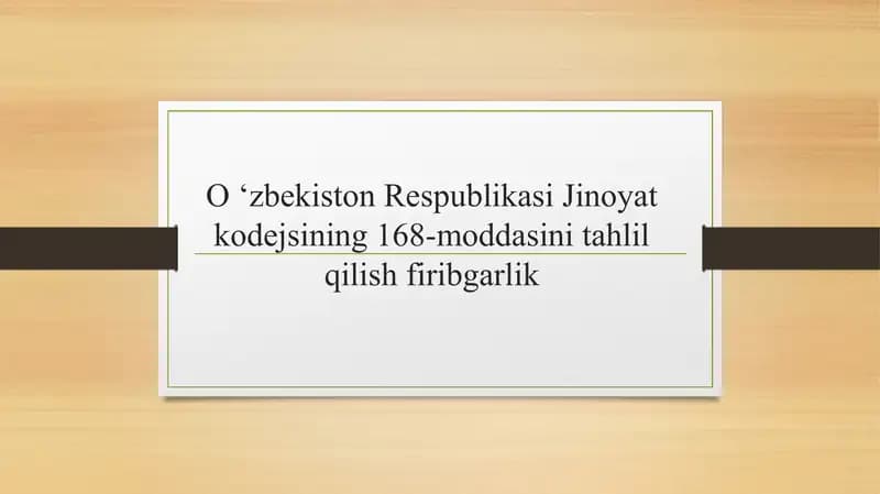 O 'zbekiston Respublikasi Jinoyat kodeksi