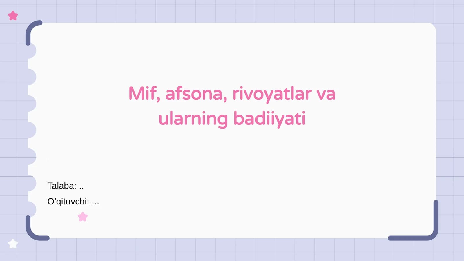 Mif, afsona, rivoyatlar va ularning badiiyati