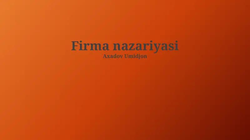 Firma nazariyasi