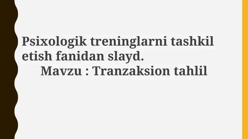 Transaksion Tahlil Psixologik Trening