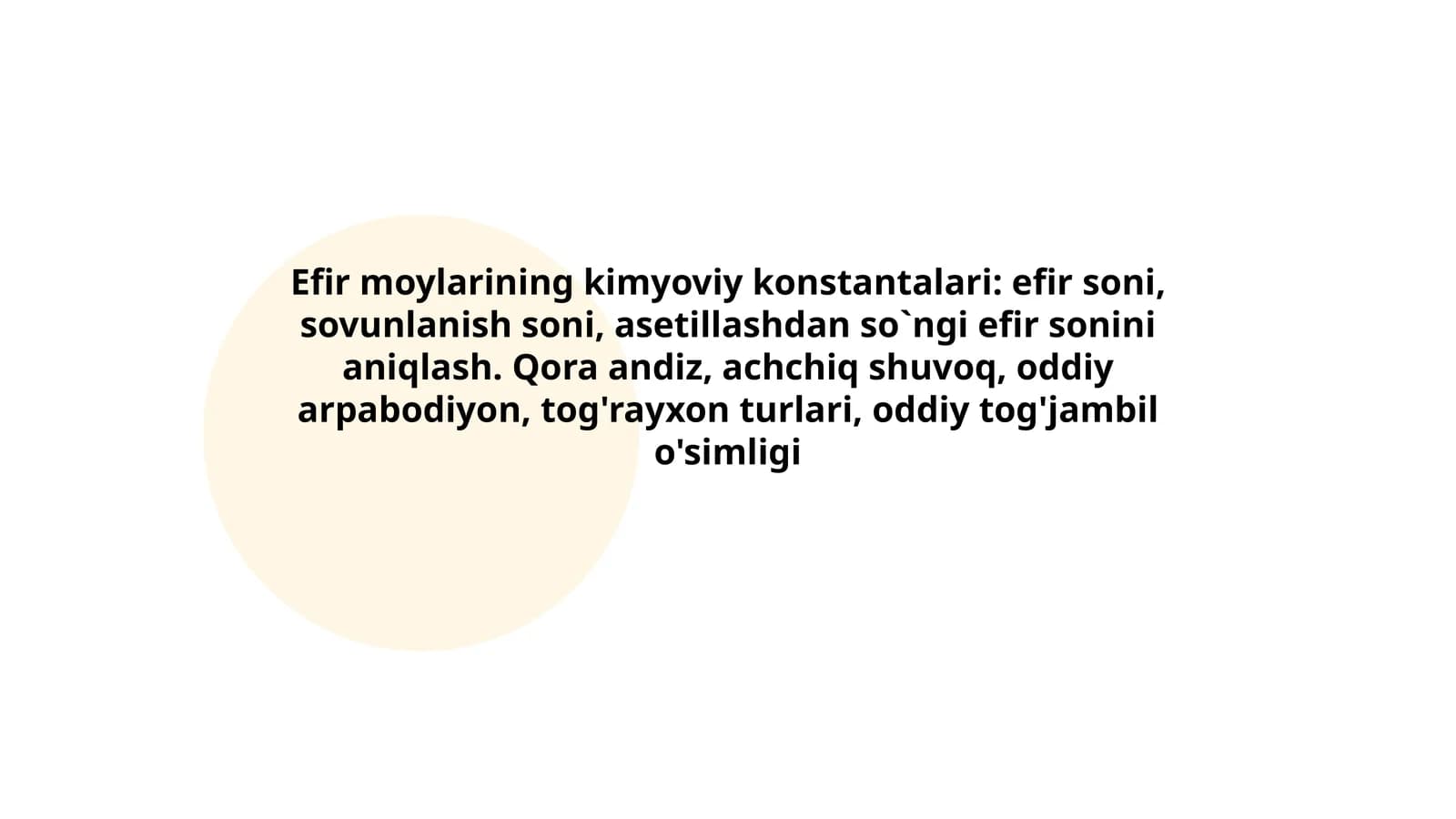 Efir moylarining kimyoviy konstantalari