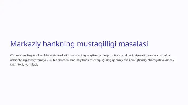 Markaziy bankning mustaqilligi masalasi