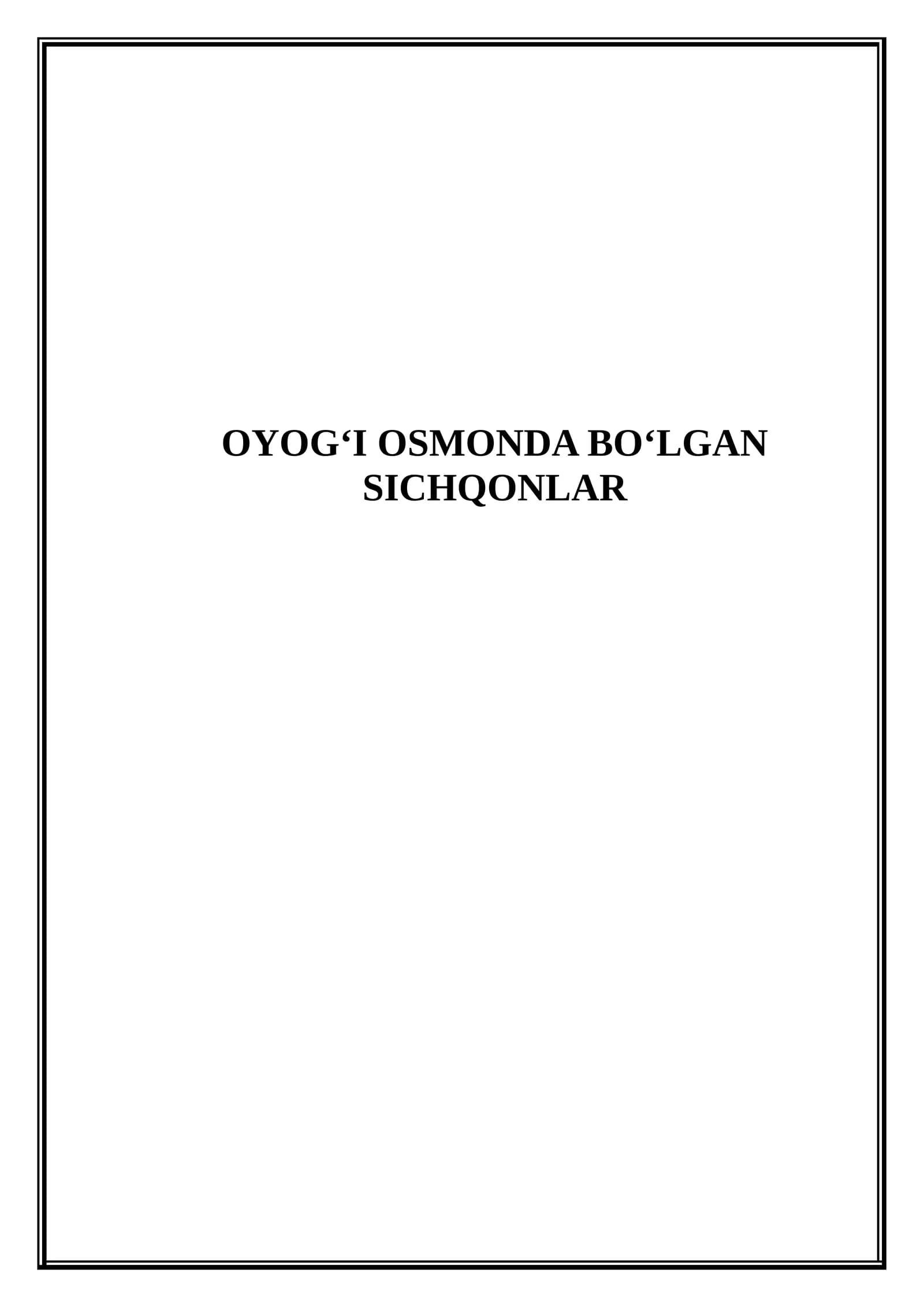 Oyog‘i osmonda bo‘lgan sichqonlar (Mikrodars Ishlanma)