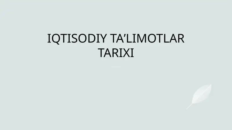 Iqtisodiy taʼlimotlar tarixi muqaddimasi
