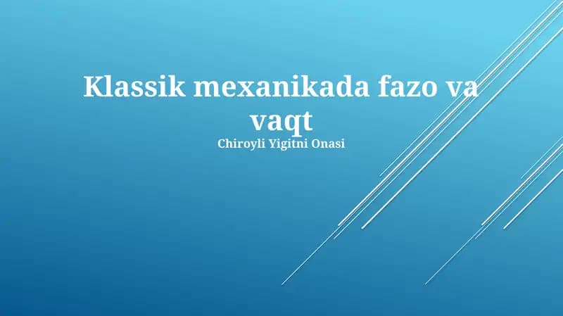 Klassik mexanikada fazo va vaqt