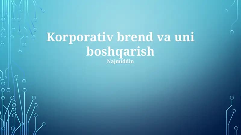 Korporativ brend va uni boshqarish