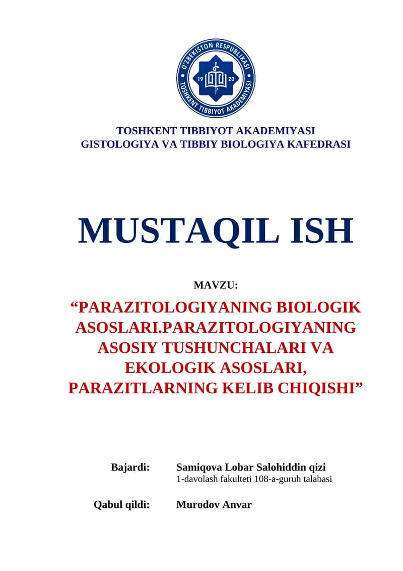 Parazitologiya asoslari
