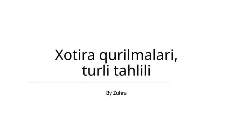 Xotira qurilmalari, turli tahlili