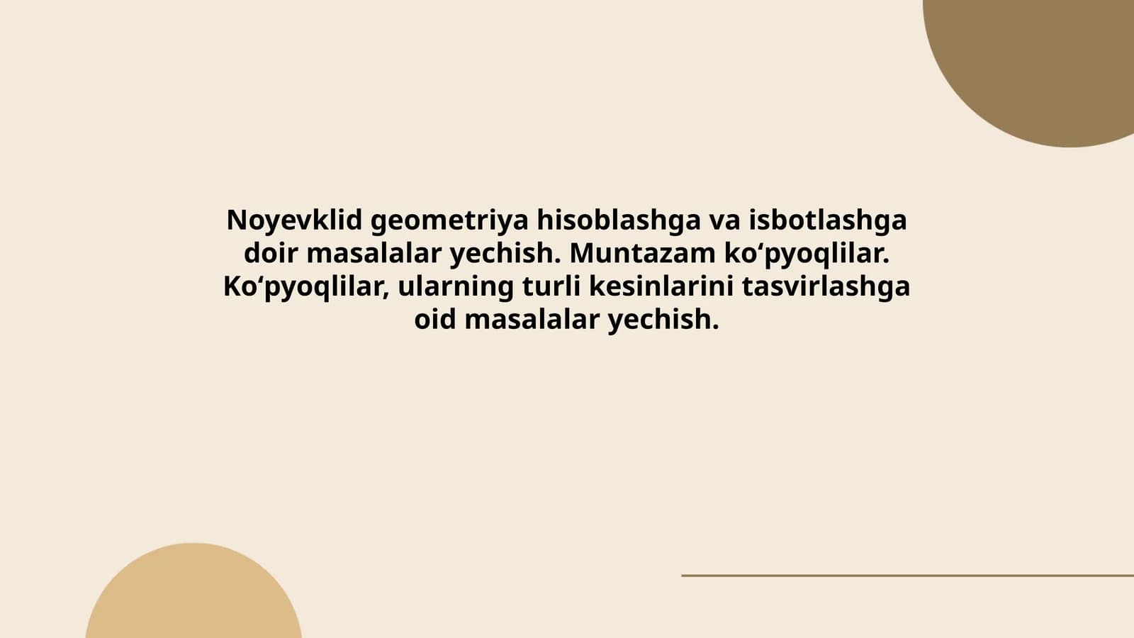 Noyevklid Geometriya Masalalari