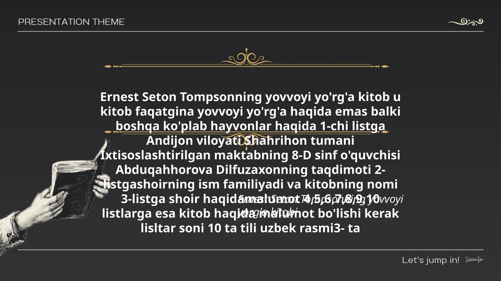 Ernest Seton Tompsonning yovvoyi yorg'a kitobi