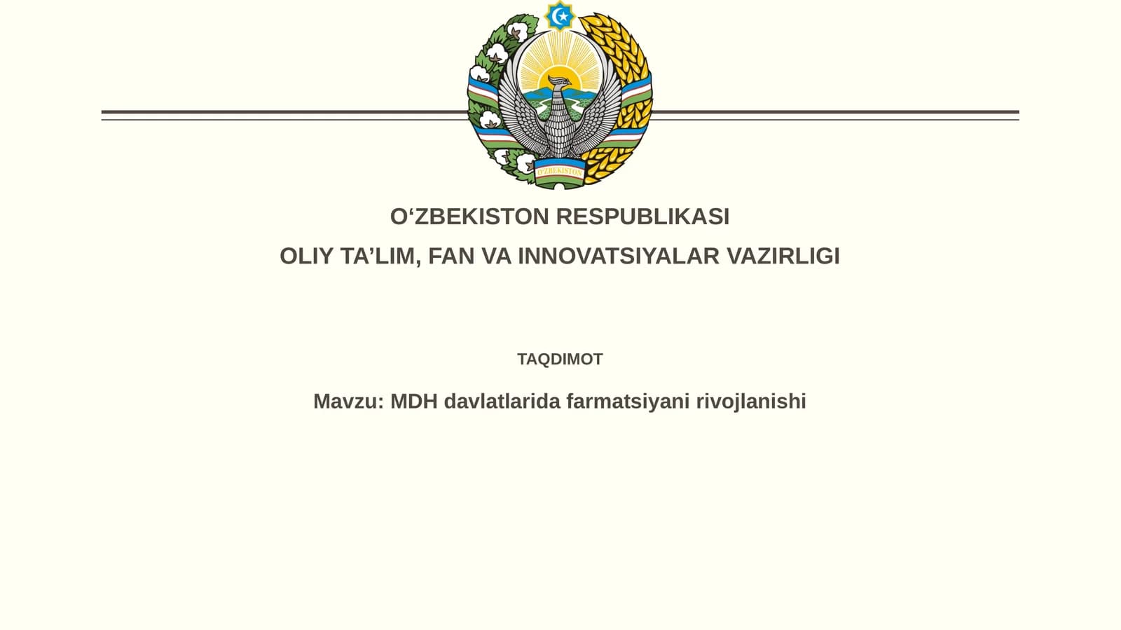 MDH davlatlarida farmatsiyanirivojlanishi