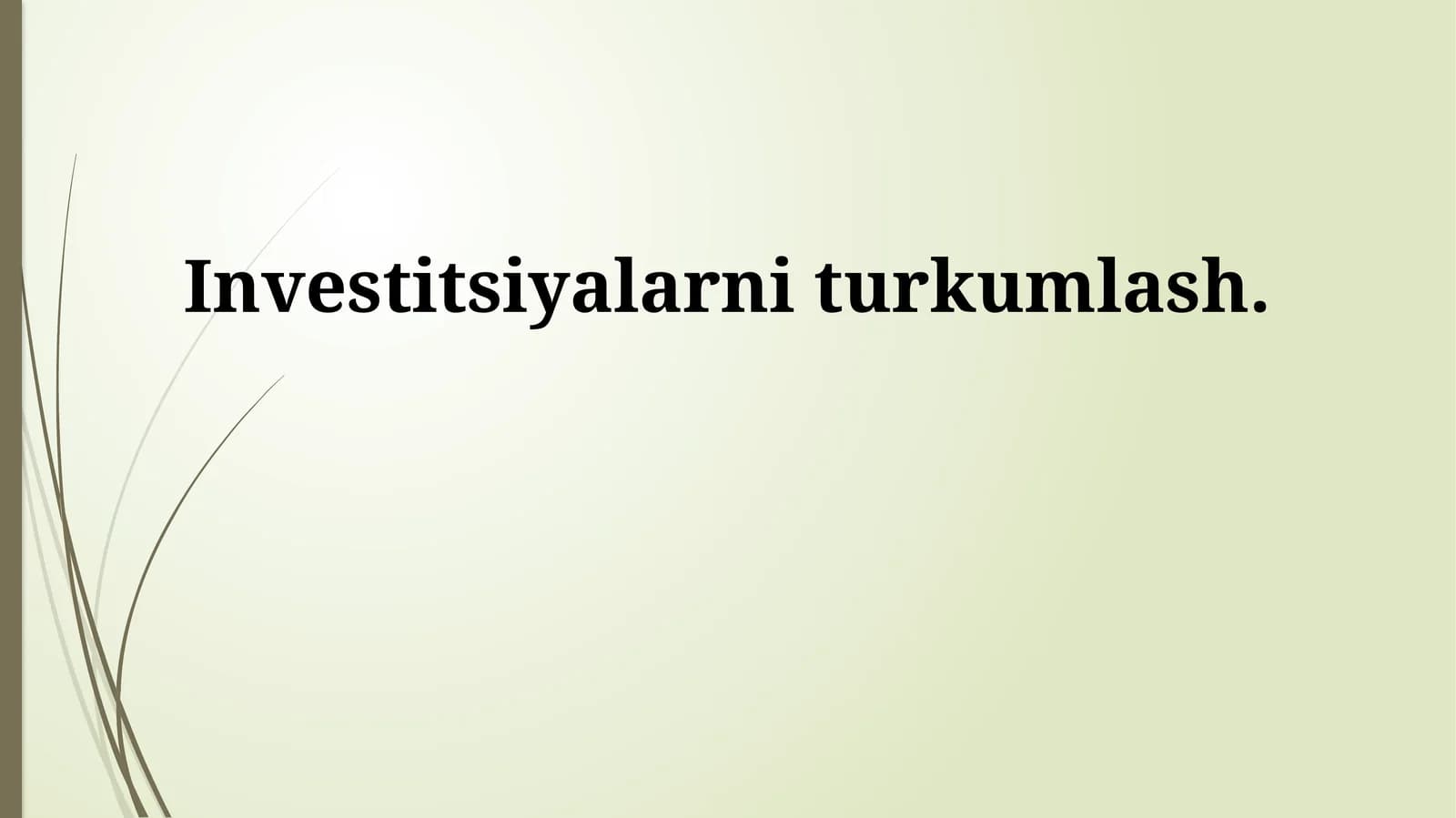 Investitsiyalarni turkumlash