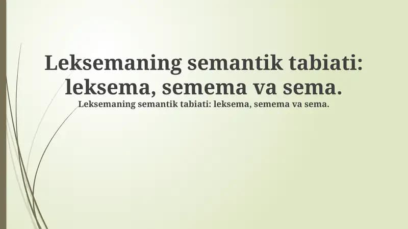 Leksema, Semema va Sema: Asosiy tushunchalar