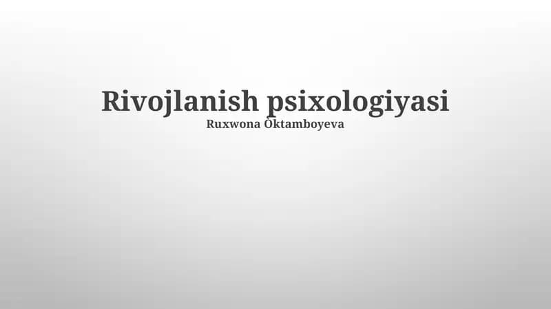 Psixososial rivojlanish