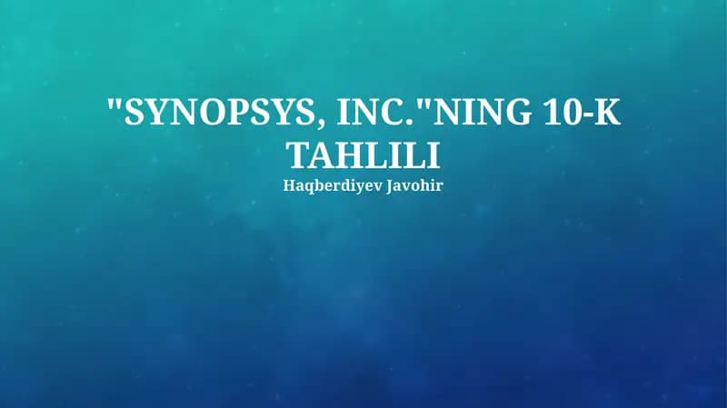SYNOPSYS, INC.NING 10-K TAHLILI