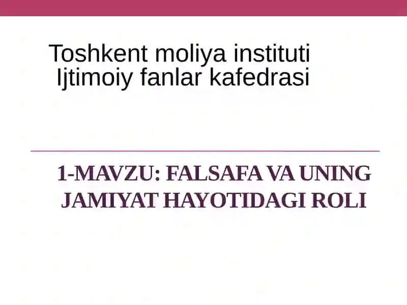 Falsafavauning jamiyathayotidagi roli
