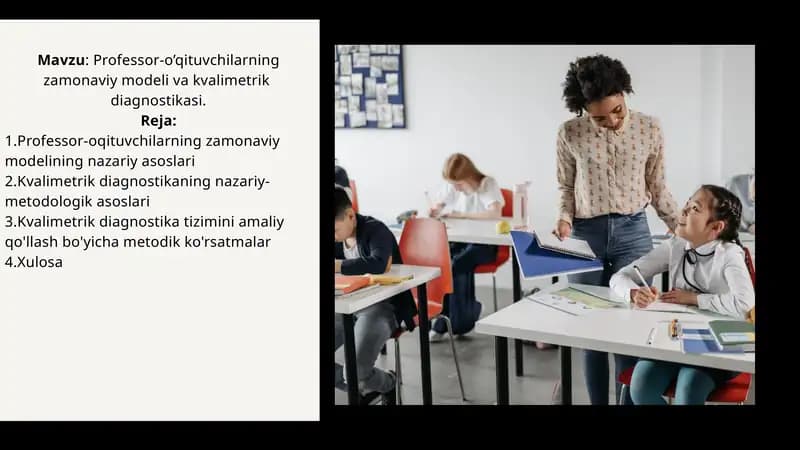 Professor-o’qituvchilarning zamonaviy modeli va kvalimetrik diagnostikasi