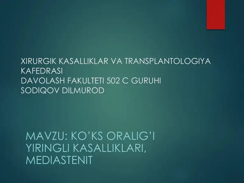 Ko’ks Oraliği Anatomiyasi