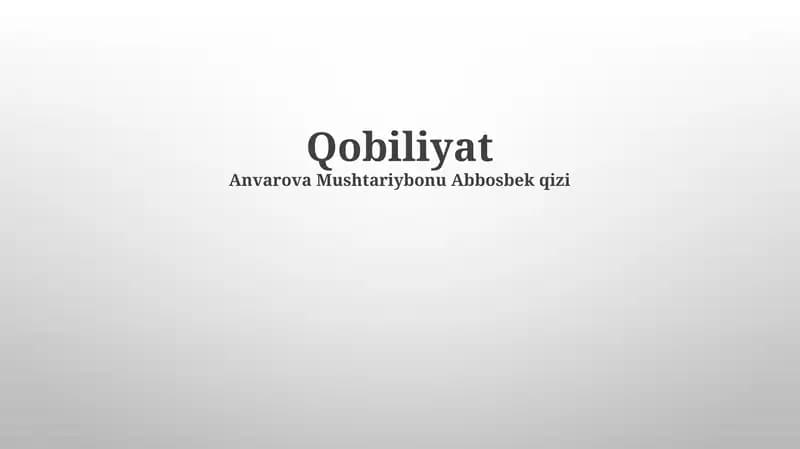 Qobiliyat Turlari