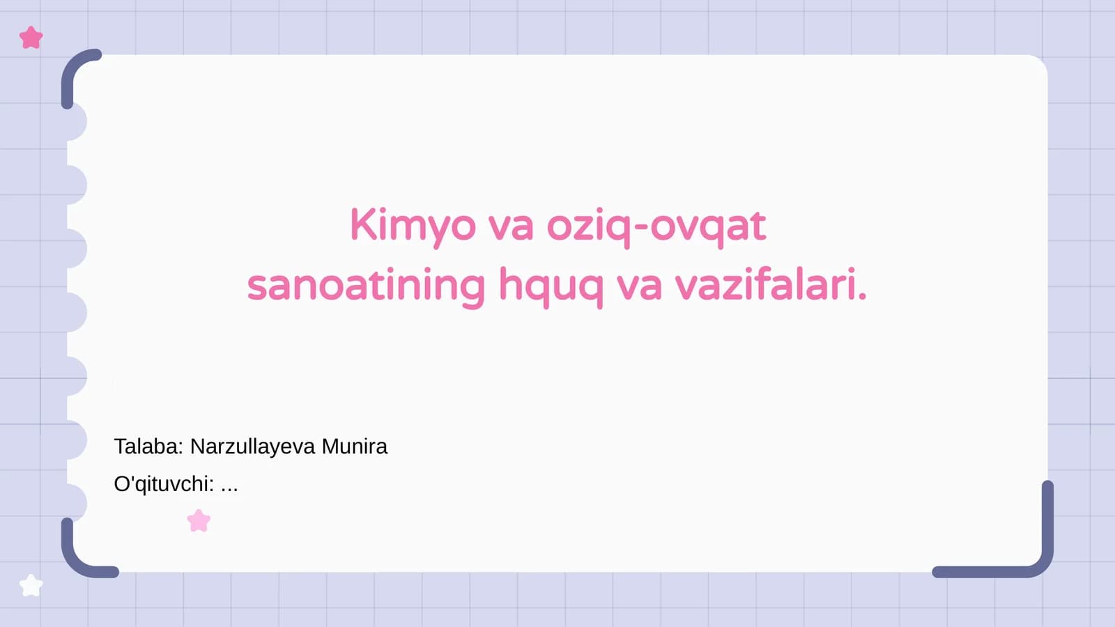Kimyo va oziq-ovqat sanoati