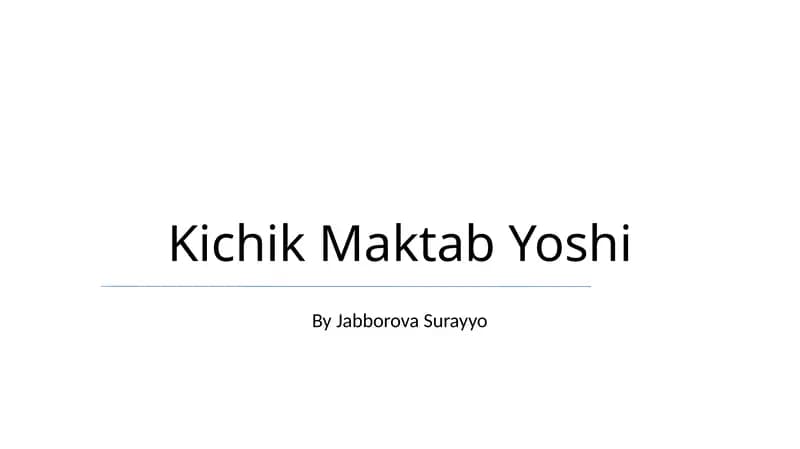 Kichik Maktab Yoshi