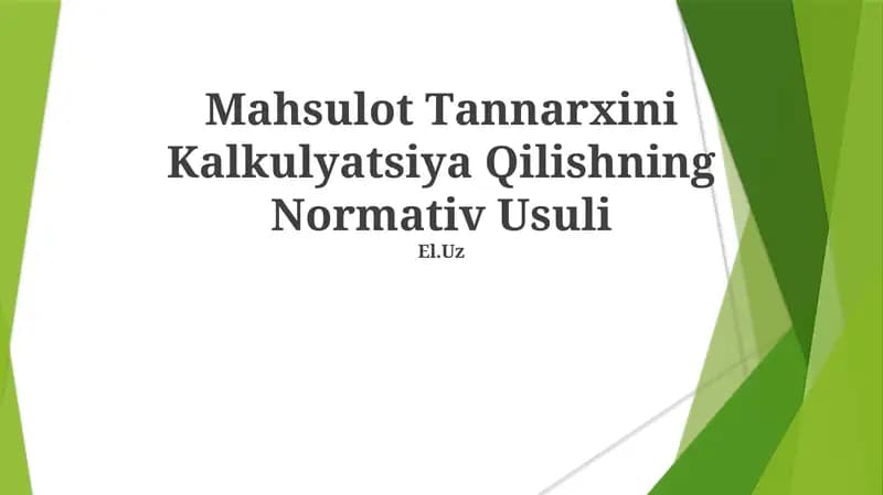 Mаhsulоt Tаnnаrхini Kаlkulyatsiya Qilishning Nоrmаtiv Usuli