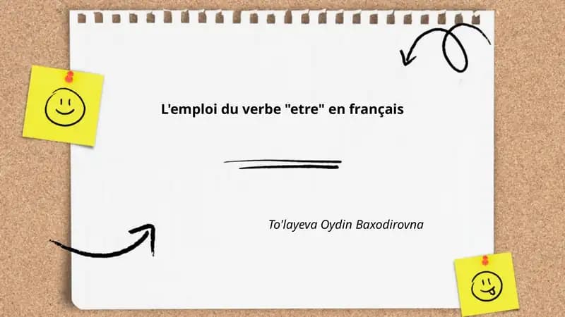 L'emploi du verbe "etre" en français