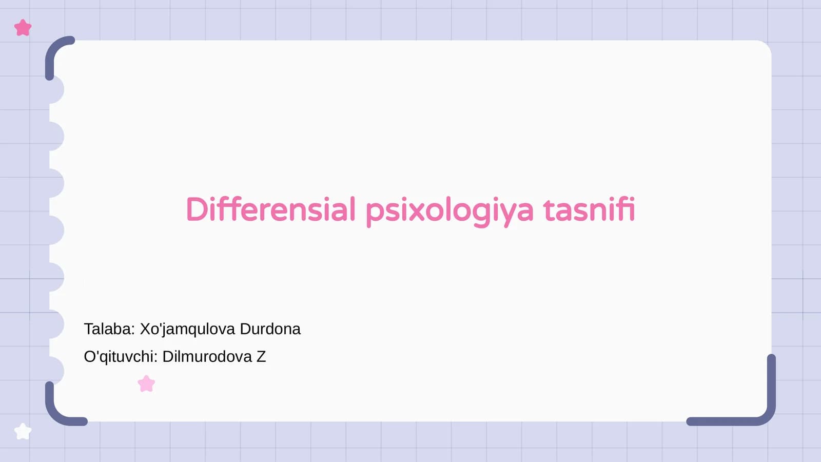 Differensial psixologiya tasnifi