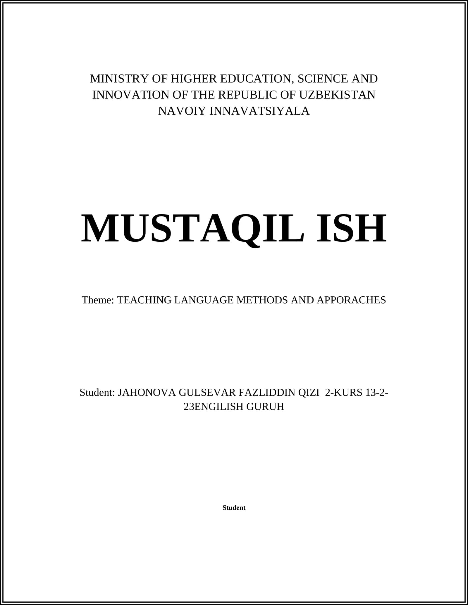TEACHING LANGUAGE METHODS AND APPORACHES