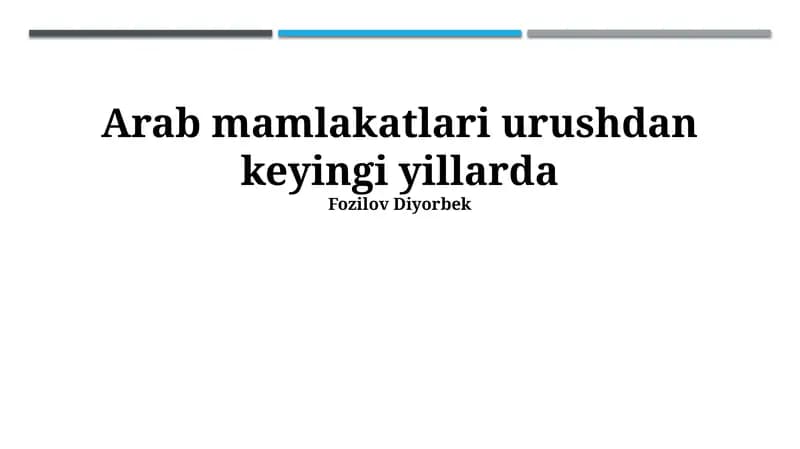 Arab mamlakatlari urushdan keyingi yillarda