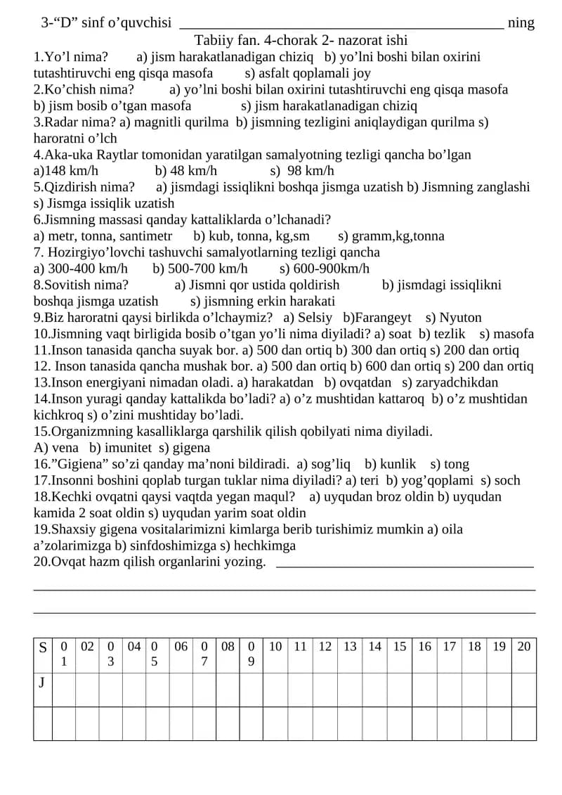 Samalyotning shertlari