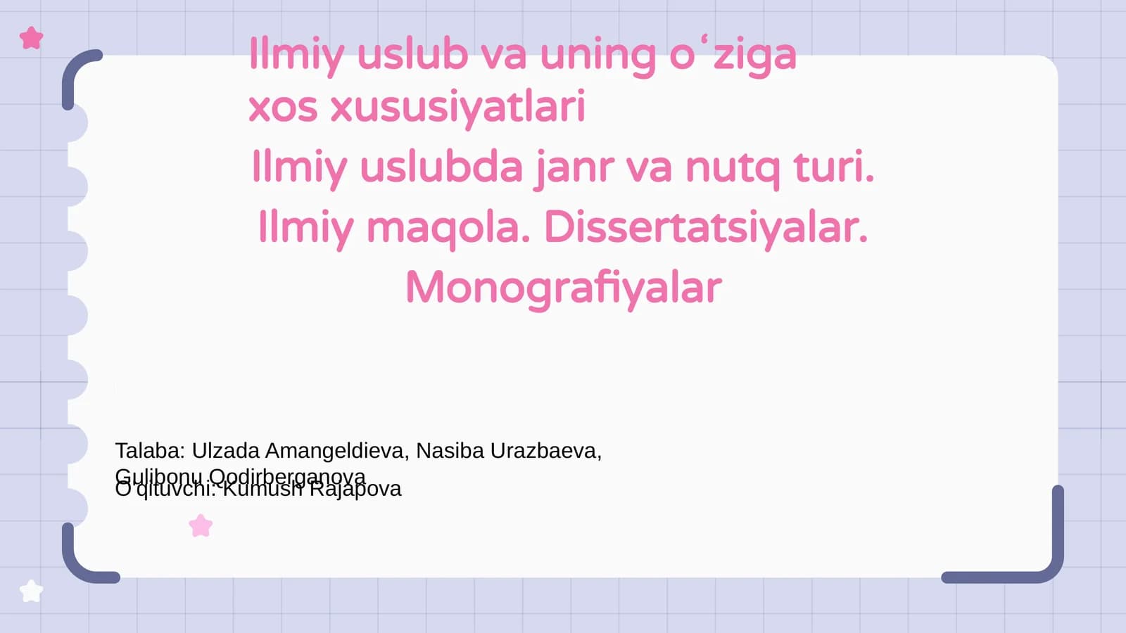 Ilmiy uslub va uning oʻziga xos xususiyatlari