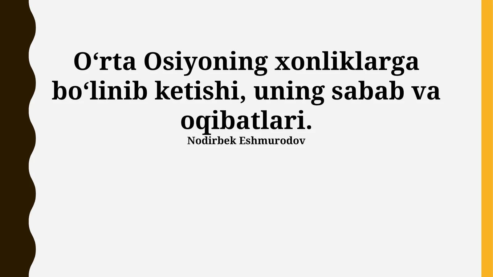 Xonliklarga bo'linib ketishi, uning sabab va oqibatlari