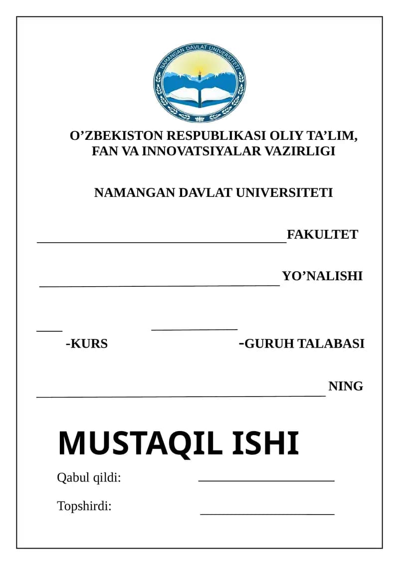 MUSTAQIL ISH muqovasi