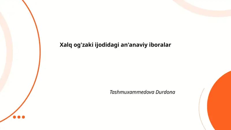 Xalq og'zaki ijodidagi an'anaviy iboralar