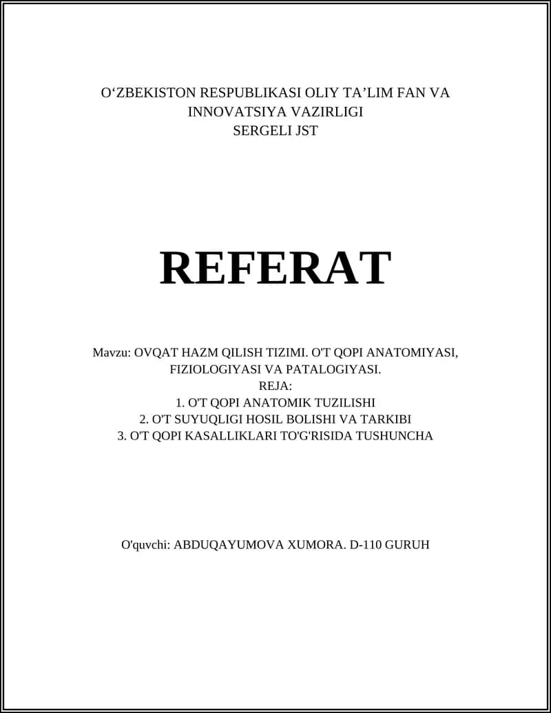 OVQAT HAZM QILISH TIZIMI