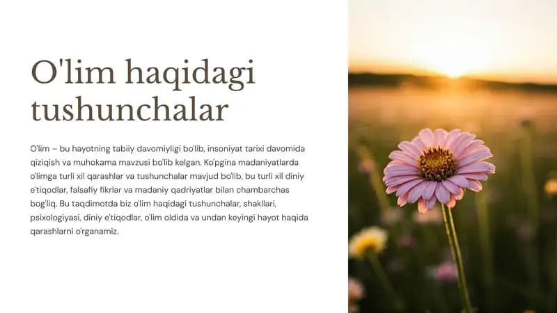 O'lim haqidagi tushunchalar
