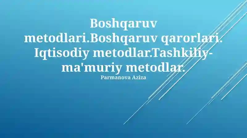 Boshqaruv metodlari