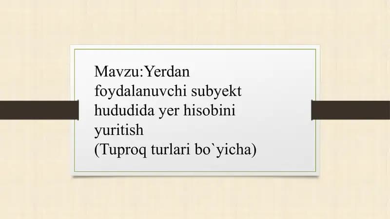 Yer hisobini yuritish