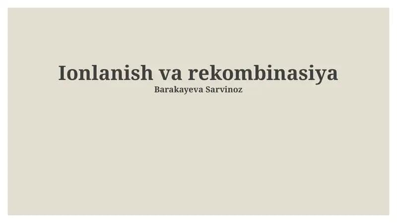 Ionlanish va rekombinasiya