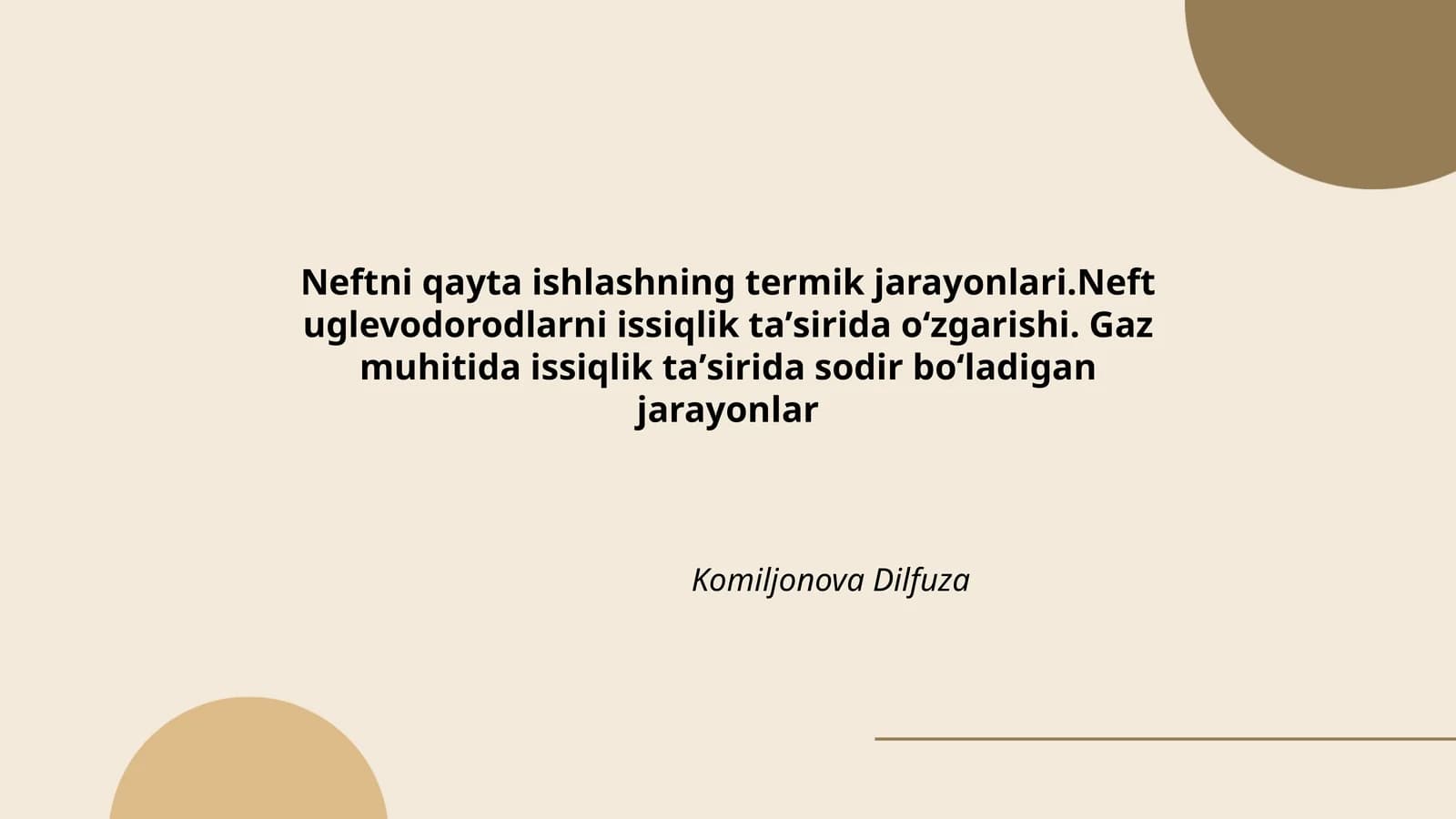Neftni qayta ishlashning termik jarayonlari