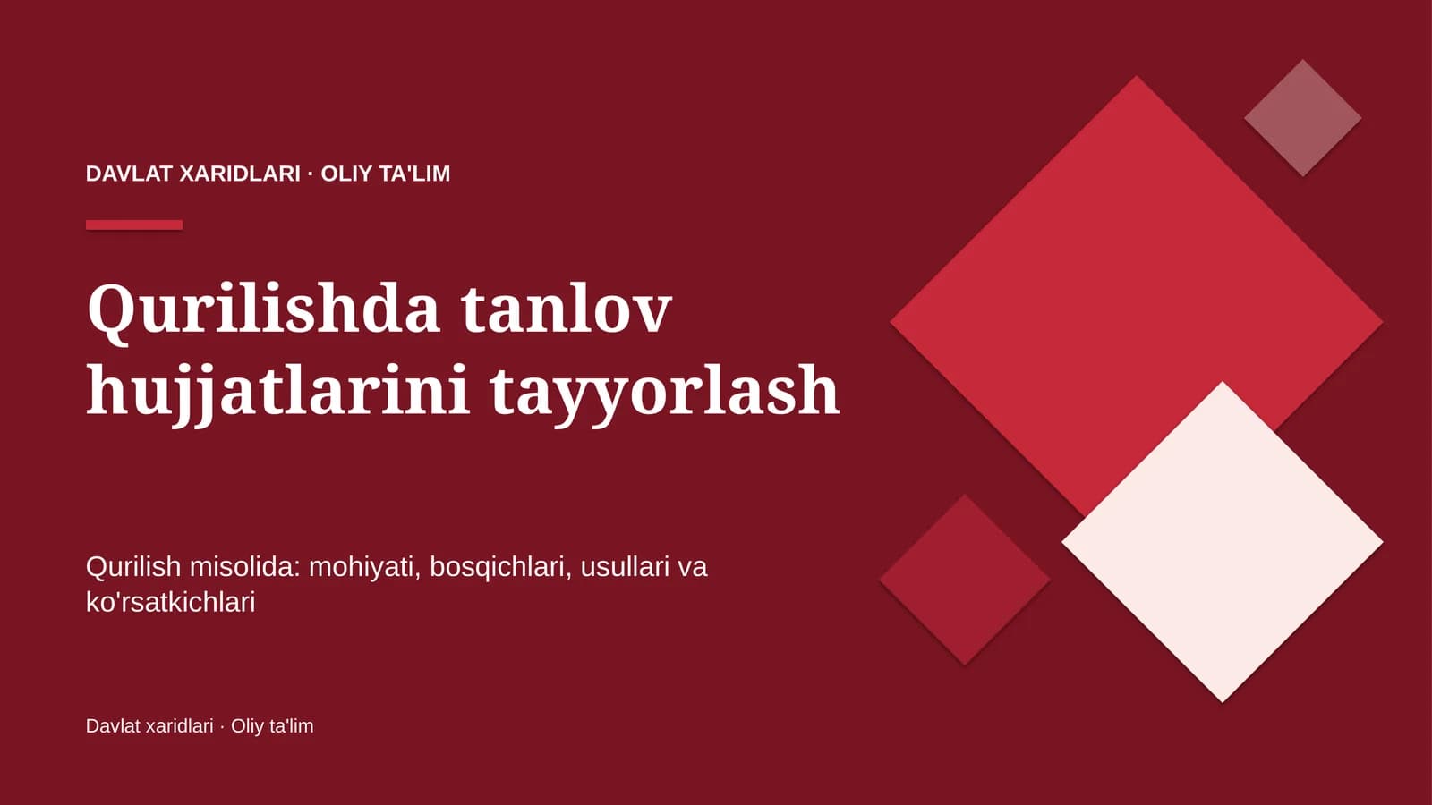 qurilishda tanlov hujjatlarini tayyorlash 1297