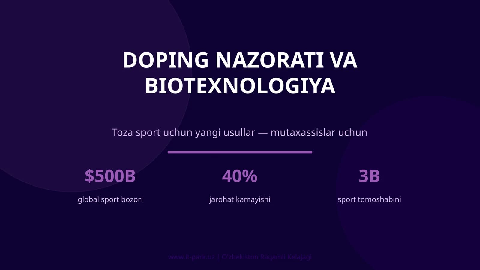 DOPING NAZORATI VA BIOTEXNOLOGIYA