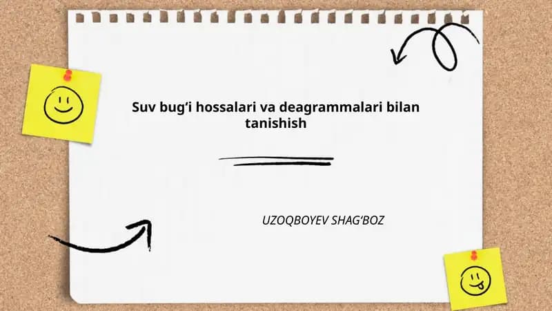 Suv bugʻi hossalari va deagrammalari bilan tanishish