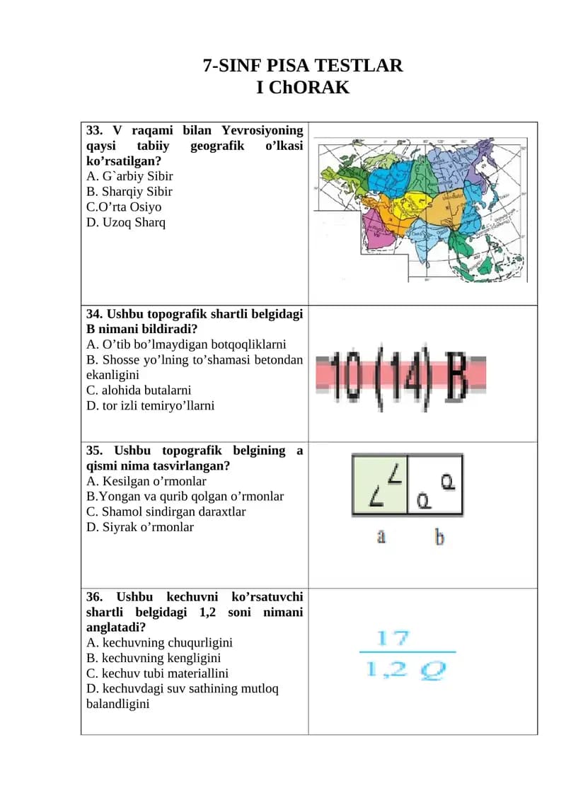 7-SINF PISA TESTLAR