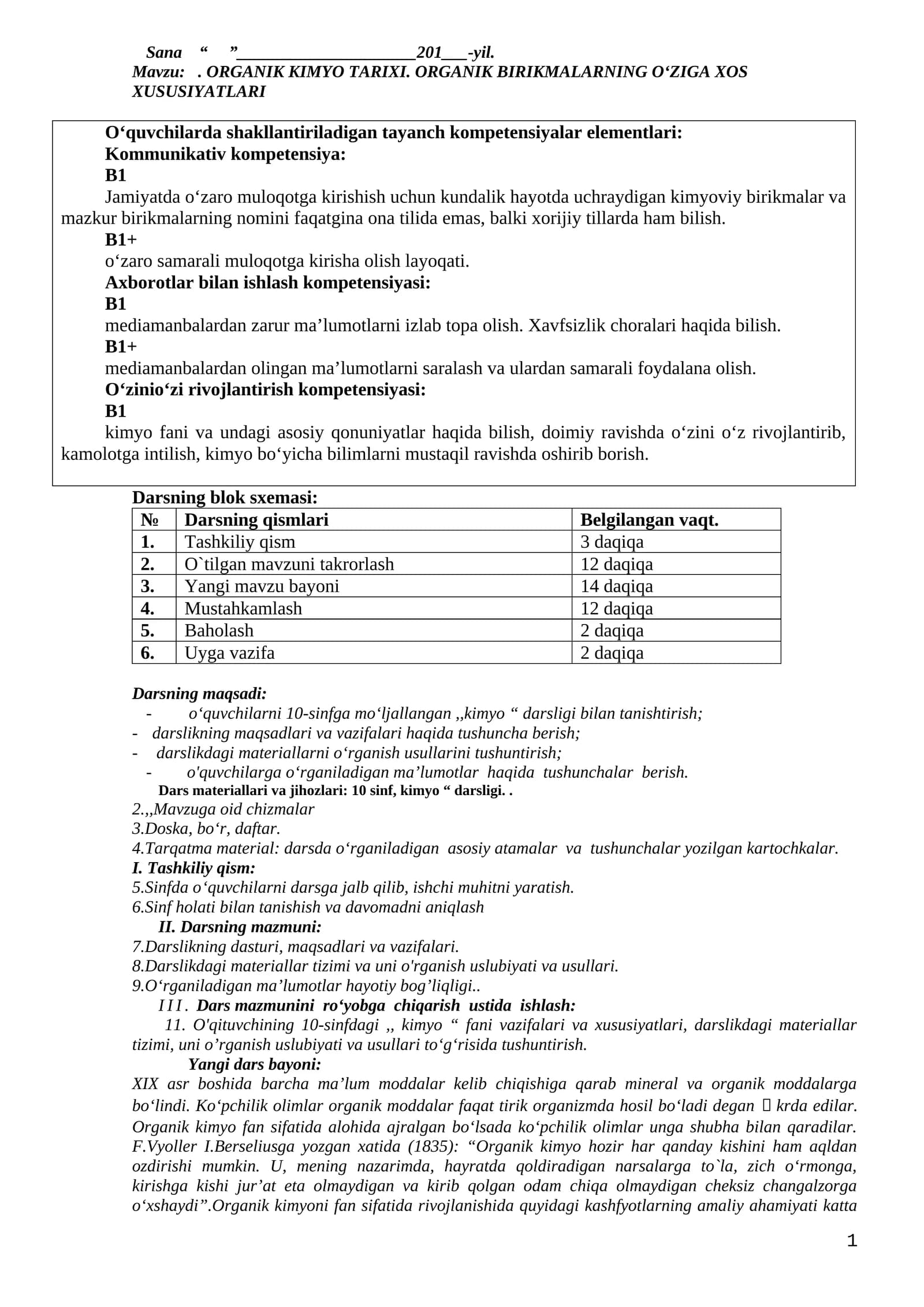 ORGANIK KIMYO TARIXI