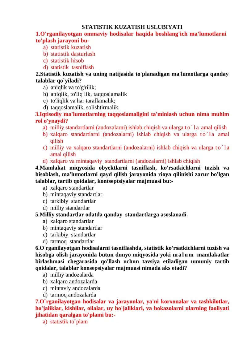 STATISTIK KUZATISH USLUBIYATI